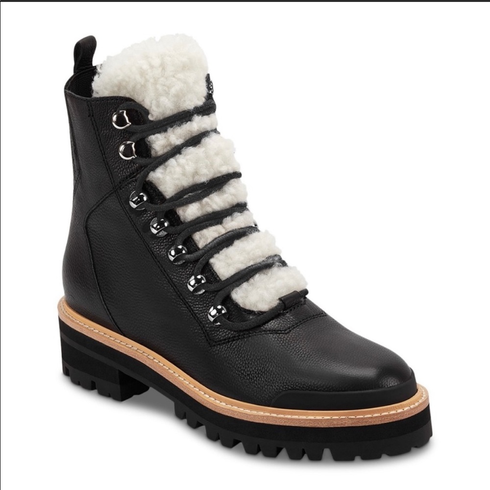 NWT Marc Fisher Izzie Genuine Sherling Lace-Up Boot